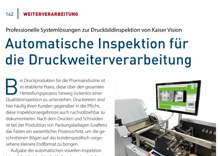 Automatische Inspektion für die Druckweiterverarbeitung